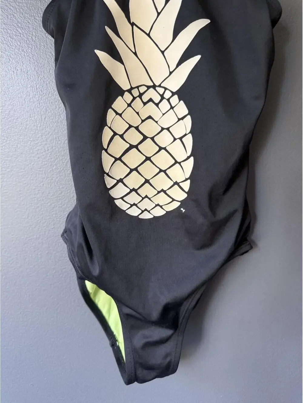 Justice Girls Black Pineapple One-Piece Swimsuit Size 7